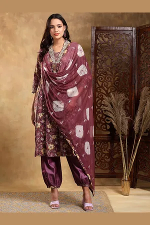 Bani Women Floral Printed Embroidered Pleated A-Line Kurta With Salwar & Dupatta
