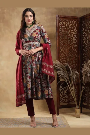 Bani Women Floral Printed Embroidered Pleated Kurta with Trousers & Dupatta
