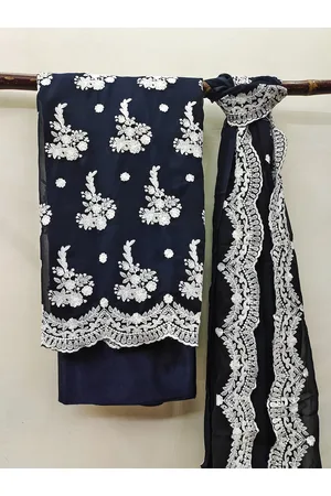 MANVAA Ethnic Motifs Embroidered Silk Georgette Unstitched Dress Material