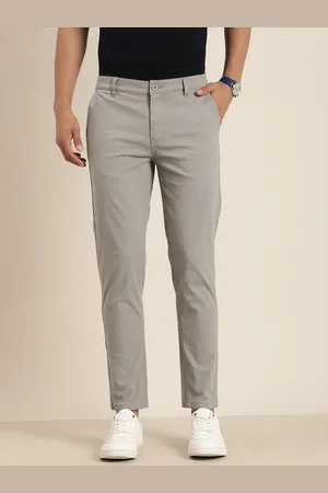 Difference of Opinion Men Solid Ankle-Length Chinos Trousers