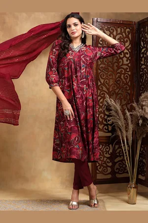 Bani Women Floral Printed Embroidered Pleated Kurta with Trousers & Dupatta