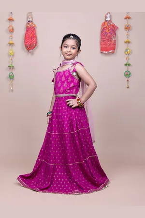 HERE&NOW Girls Printed Ready to Wear Lehenga & Blouse With Dupatta