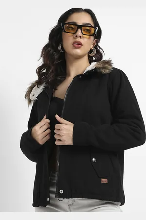 Campus Windcheater Hooded Parka Jacket With Faux Fur Trim
