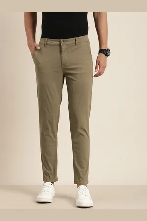 Difference of Opinion Men Solid Ankle-Length Chinos Trousers