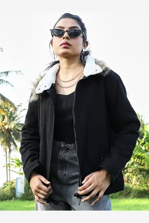 Campus Black Windcheater Hooded Parka Jacket