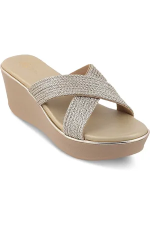 Tresmode GLAMR Textured Cross-Strap Wedge Heels