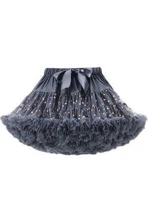 Stylecast Girls Grey Geometric Printed Gathered Detailed Mini Tiered Skirt