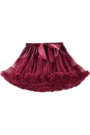 Stylecast Girls Maroon Gathered Detailed Mini Tiered Skirt