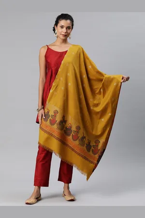 Sangria Ethnic Motifs Woven Design Winter Pashmina Woollen Stole