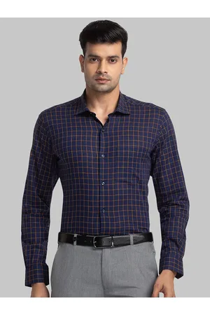 Park Avenue Checked Spread Collar Long Sleeves Slim Fit Formal Shirt