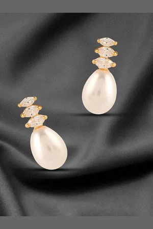 Adwitiya Collection Gold-Plated Stone-Studded & Pearl Beaded Classic Studs Earrings