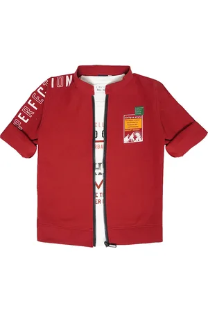 CAVIO Boys Band Collar Lightweight Tailored Jacket With T-Shirt