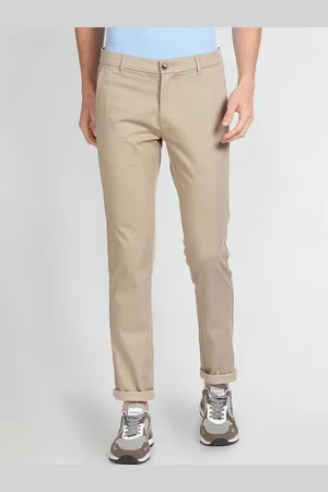 Arrow Mid-Rise Slim Fit Plain Cotton Chinos Trousers
