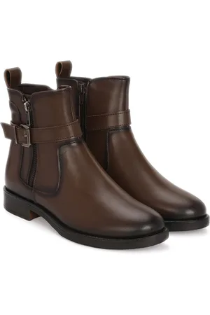 Delize Women Mid-Top Ankle Block Heeled Chelsea Boots