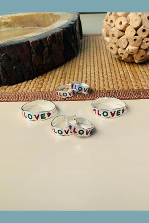 ABDESIGNS Set of 3 Silver Plated Oxidised Toe Rings