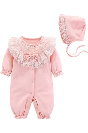 Stylecast Pink Girls Self-Design Cotton Rompers