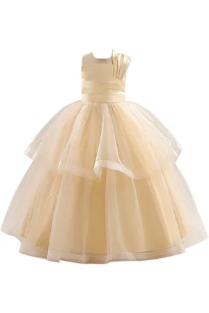 Stylecast Champagne Girls Embellished Lace Inserts Detail Maxi Dress