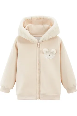 Stylecast Girls Beige Hooded Insulator Cotton Open Front Jacket