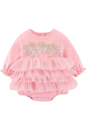 Stylecast Infant Girls Embroidered Layered Cotton Rompers