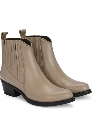 Delize Women Mid-Top Ankle Block Heeled Chelsea Boots