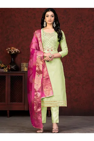MANVAA Ethnic Motifs Embroidered Beads and Stones Unstitched Dress Material