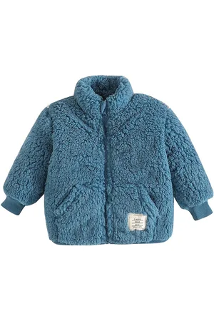 Stylecast Kids Blue Mock Collar Insulator Open Front Jacket