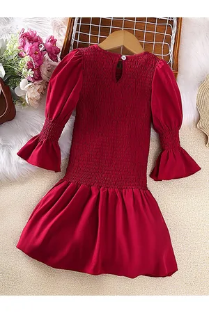 Stylecast Girls Red Smocked A-Line Midi Dress
