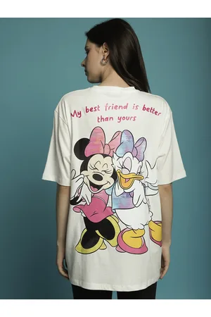 DressBerry Women Off Minnie & Daisy Printed Cotton Oversized T-shirt