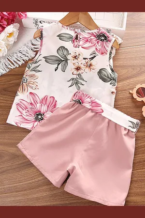 Stylecast Girls Pink Printed Top with Shorts