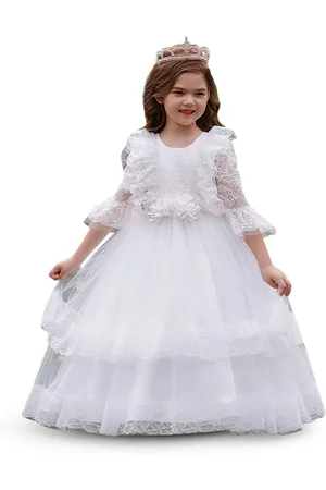 Stylecast Girls White Self Design Maxi Dress