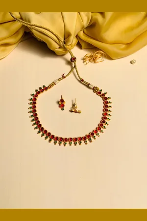 ABDESIGNS Gold-Plated Stone-Studded Jewellery Set