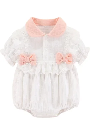 Stylecast White Infant Girls Cotton Rompers