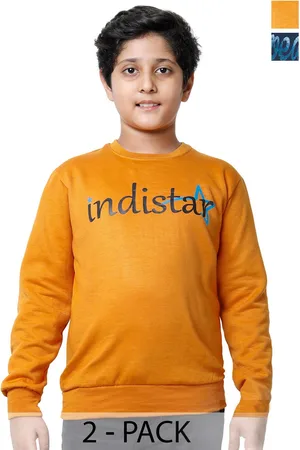 IndiWeaves Boys Pack Of 2 Typography Printed Fleece Pullover