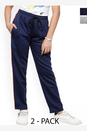 IndiWeaves Girls Pack Of 2 Side Piping Regular Fit Mid-Rise Fleece Track Pants