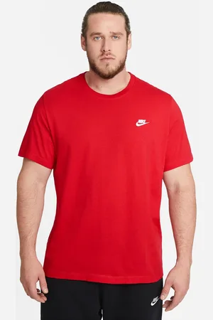 Nike Men Red Solid Round Neck CLUB Pure Cotton T-shirt