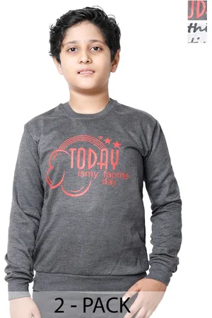 IndiWeaves Boys Pack Of 2 Typography Printed Fleece Pullover Sweatshirt
