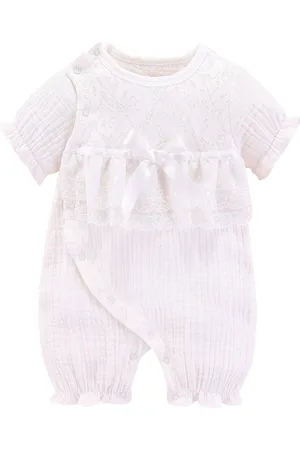 Stylecast White Infant Girls Pure Cotton Rompers