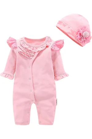 Stylecast Infant Girls Pink Cotton Rompers