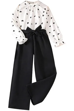 Stylecast Girls Black Printed Top with Trousers