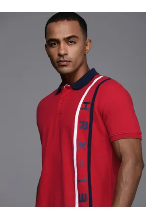 HRX Men Brand Logo Printed Polo Collar Pure Cotton T-shirt