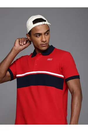HRX Men Self Design Polo Collar T-shirt