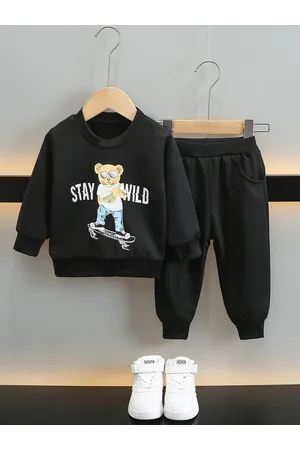 Stylecast Boys Black & White Graphic Printed T-shirt with Joggers