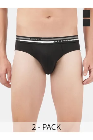 Buy Men's Super Combed Cotton Rib Solid Brief with Ultrasoft Waistband -  Brown(Pack of 2) 8044