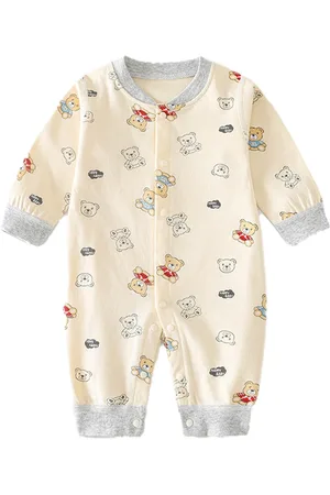 Stylecast Beige-Coloured Infants Printed Cotton Rompers
