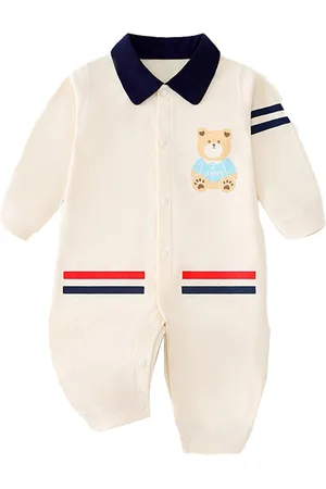 Stylecast Beige Infant Boys Printed Cotton Rompers