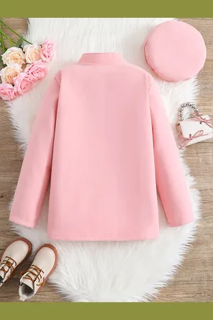 Stylecast Pink Girls Mock Collar Overcoat