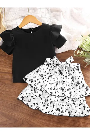 Stylecast Girls Black & White Top With Skirt