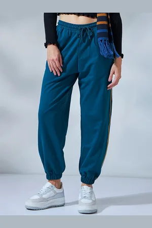Bewakoof Women Blue Peanuts Printed Pure Cotton Oversized Joggers
