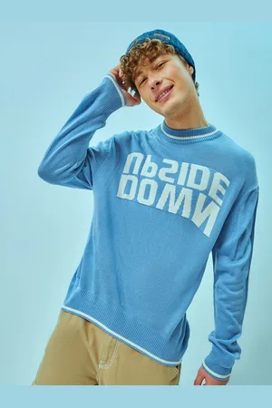 Bewakoof Upside Down Typography Flatknit Sweater
