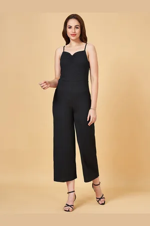 PEOPLE Black Shoulder Straps Basic Jumpsuit